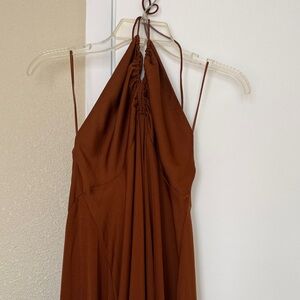 Banana Republic Backless Halter Dress in Rich Brown